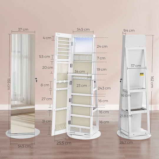 Songmics Καθρέπτης με Λευκό Ξύλινο Πλαίσιο 162.5x37cm