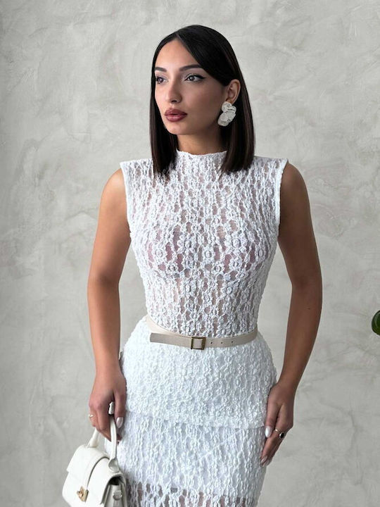 Set with High-waisted Maxi Skirt White