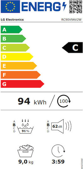 LG RC90V9AV2W Στεγνωτήριο 9kg με Αντλία Θερμότητας