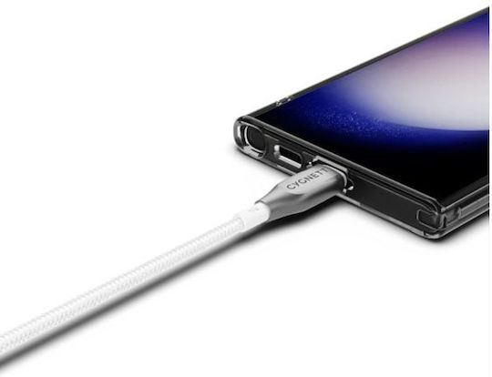 Cygnett USB-C La USB-C Cabluri USB De Tip C Armate Încărcare 100W Sincronizare 480 Mbps 1m Alb