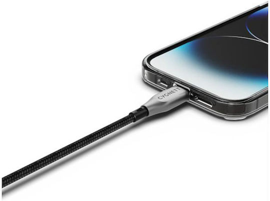 Cygnett Cable Lightning To Usb-c 30w Series Armoured Charge Synchronization 1m Black