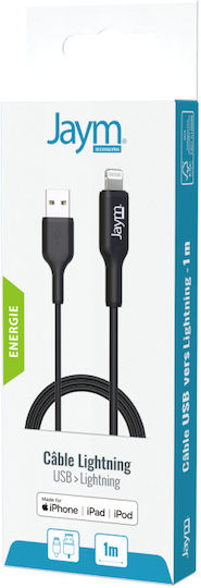 Jaym Usb To Lightning Mfi 2.4a 1m Data Sync Charge Cable Black
