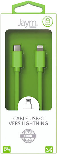 Jaym Cablu De Încărcare Rapidă Lightning La USB-C Pd 3a Charge Sync Pop Collection 1.5m Verde