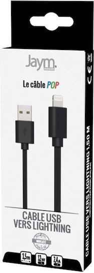 Jaym Lightning To Usb-a 2,4a Charging Syncing Cable Pop Collection 1,5m Black