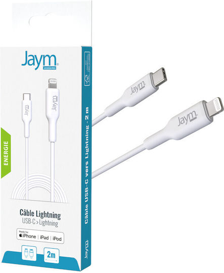 Jaym USB-C Blitzkabel Mfi Pd 3.0 3a 2m Lade- und Datenübertragungskabel Weiß