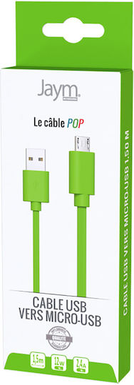 Jaym Kabel Micro-USB Zu USB-A 2,4A Lade Synchronisation Pop Collection 1,5m Grünes