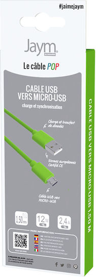 Jaym Kabel Micro-USB Zu USB-A 2,4A Lade Synchronisation Pop Collection 1,5m Grünes