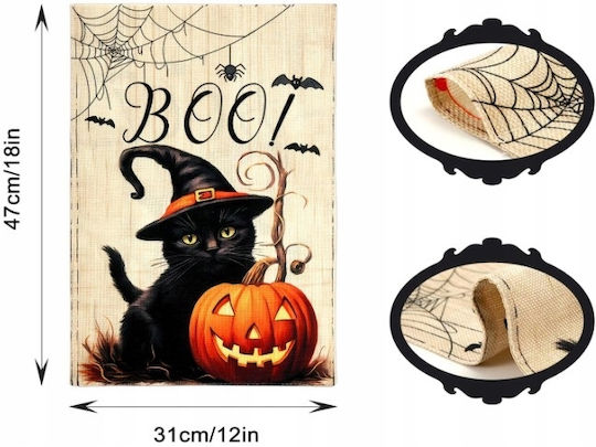 Canvas Painting Halloween Decoration Jute Black Cat