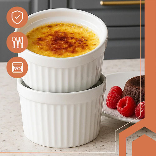 Ruhhy Rund Hitzebeständiges Kochgeschirr für Soufflé Keramik 9cm 6 Stücke
