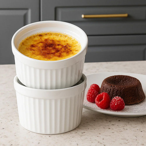 Ruhhy Rund Hitzebeständiges Kochgeschirr für Soufflé Keramik 9cm 6 Stücke