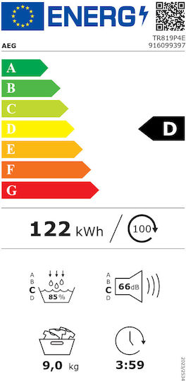 AEG TR819P4E Tumble Dryer 9kg with Heat Pump