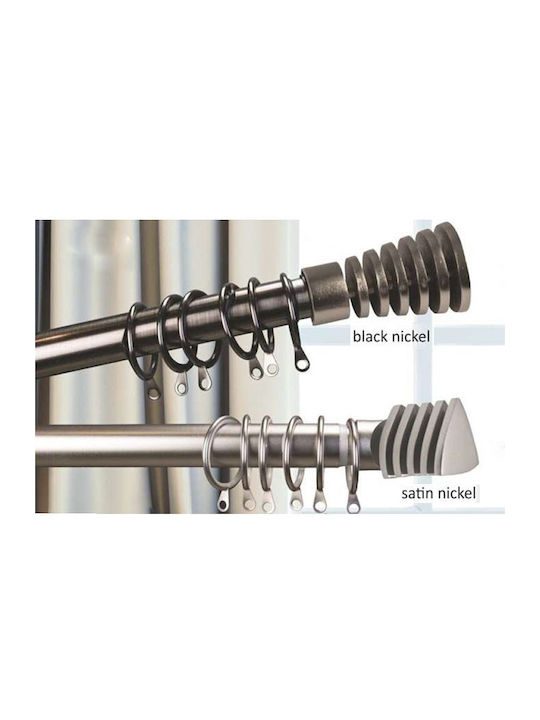 Flamingo Extendable Metallic Curtain Pole Fishbone Single Φ25mm 120-210cm Satin Nickel