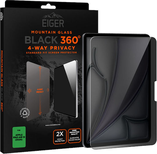 Eiger Asahi 2.5d Поверителност 360 Градуса Закалено Стъкло Протектор За Екран Ipad Air 13” Прозрачен