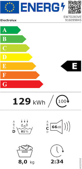 Electrolux EW7D283VE Сушилня 8кг с Термопомпа