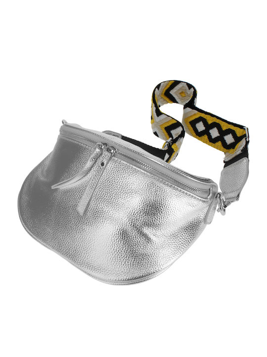 Gallantry Geometric Pattern Crossbody Belt Bag Silver