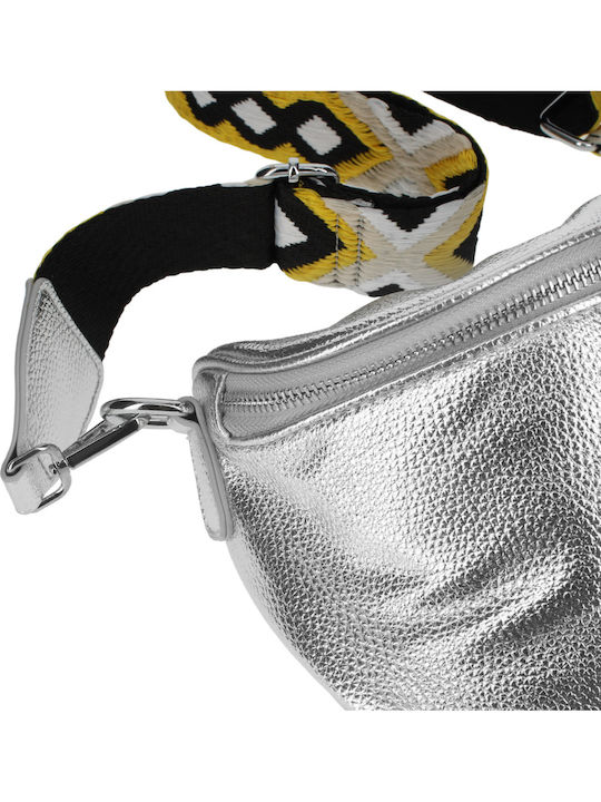 Gallantry Geometric Pattern Crossbody Belt Bag Silver