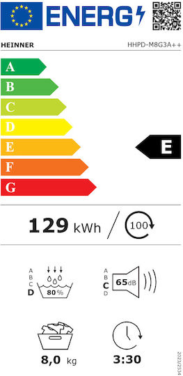 Heinner HHPD-M8G3A++ Uscător de rufe 8kg cu pompă de căldură