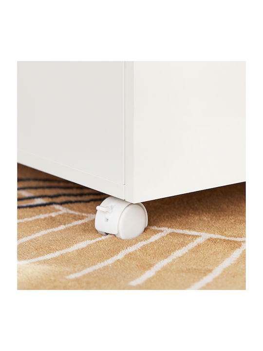 Office Storage MDF Cabinet With Wheels & Drawers White L58xW59xH35cm