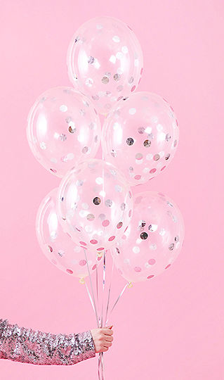 Set of 6 Balloons Latex Transparent Round 30cm