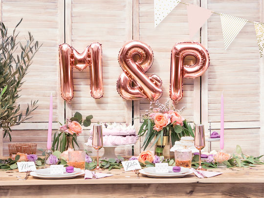 Balloon Foil Letter Μ Rose Gold 35cm