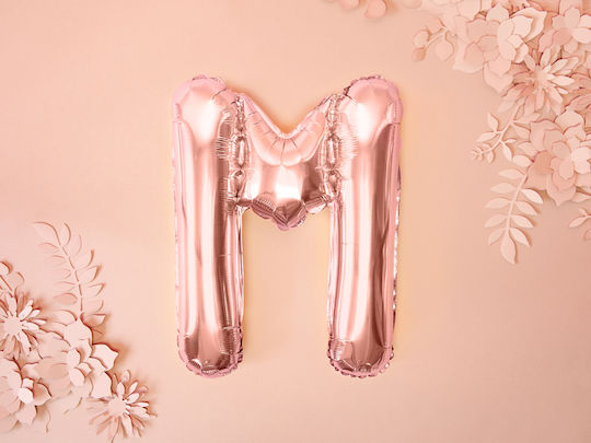 Balloon Foil Letter Μ Rose Gold 35cm