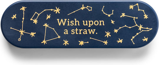 Wish Upon A Straw Θήκη Μεταλλικό Πτυσσόμενο Καλαμάκι Ταξιδίου Βουρτσάκι Designworks Ink