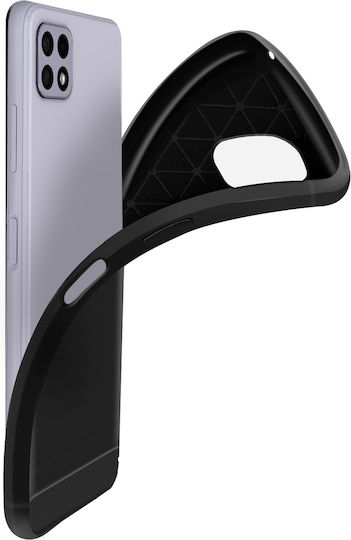 Samsung Galaxy A22 5G Reinforced Soft Carbon Brushed Effect Black Mobile Phone Case