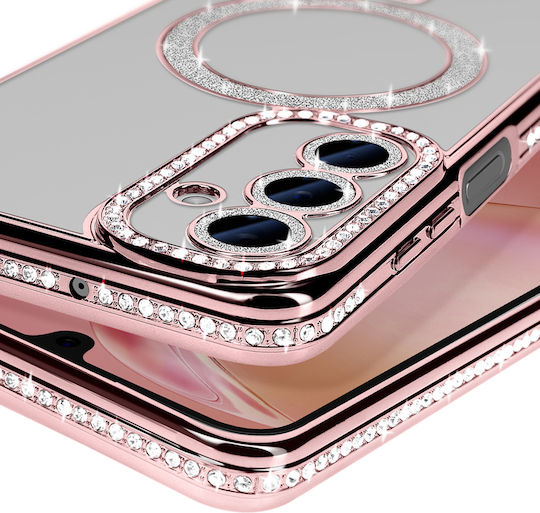 Avizar Diamond Case Samsung Galaxy A16 Magsafe Contour Strass Rose Gold