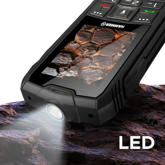 Hammer Rock LTE Dual SIM Устойчив Мобилен Телефон с Големи Бутони Черен