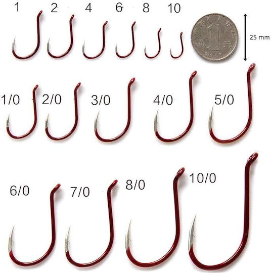 BKK Fishing Hooks Set 5pcs No5/0 Red
