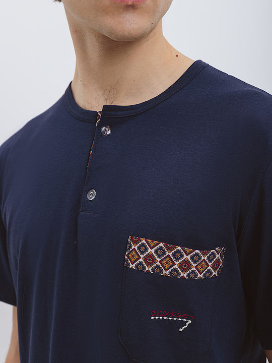Odysseus Blue Men's Pyjama Printed Bermuda Code 2752