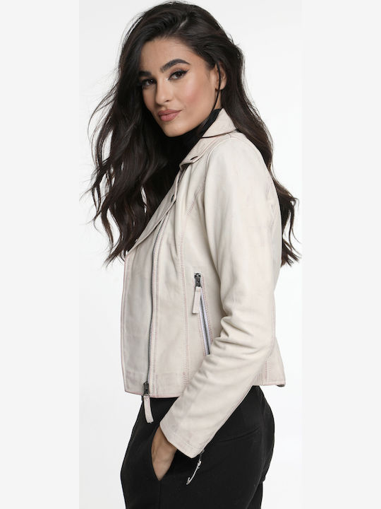 Damen Leder Jacke Beige Code:anais