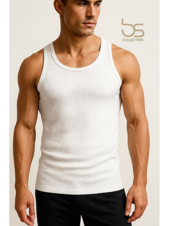 Bs Collection 100% Памучни Мъжки Тениски Без Ръкави Бели 2 Броя Bs Collection 100% Памучни Мъжки Тениски Без Ръкави Бели 2 Броя