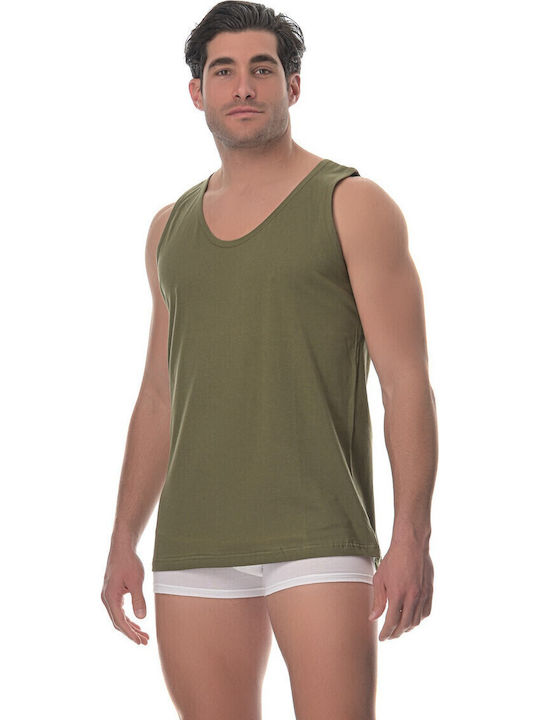 Tricouri de Corp Pentru Bărbați Fără Mâneci Croială Largă Lido Underwear Khaki 100% Bumbac