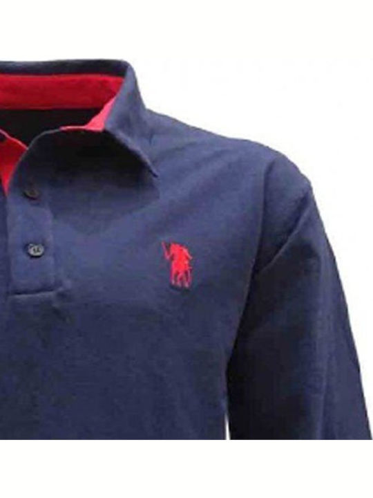 Luciano Faketti Polo Herrenbluse Luciano Faketti Stickerei Blau