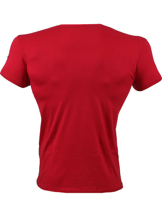 T-shirt Κόκκινο Μαύρο Logo 21080 Tapout Κόκκινο