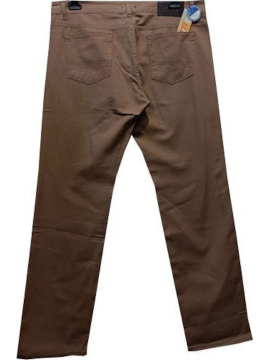 Men's Trousers Luciano Faketti Elastic King Size Cotton 97% Lycra 3% Dark Beige