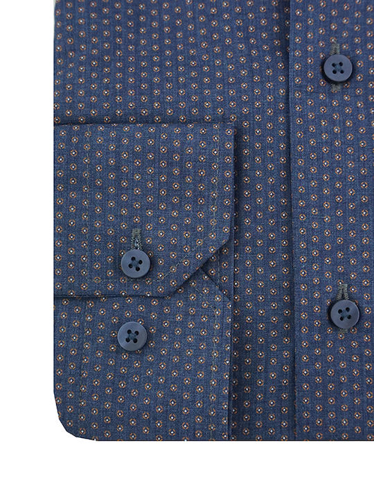 Versace 19.69 Abbigliamento Sportivo Men's Cotton Long Sleeve Shirt Ravenna Dark Blue Slim Fit 11.26.ravenna 70% Cotton 30% Polyester