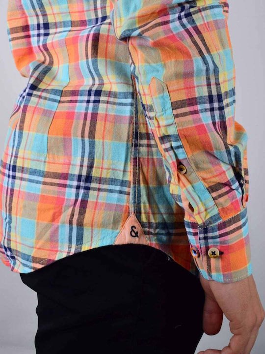 Colours & Sons Herrenhemden Geprüft Langärmelig Peach Casual Fit