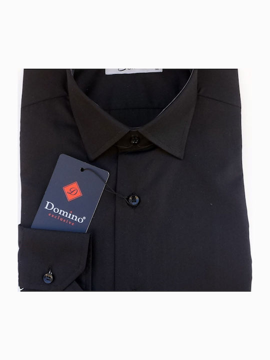 Domino 22.502-020 Xt Black Long Sleeve Men's Shirt Without Pocket