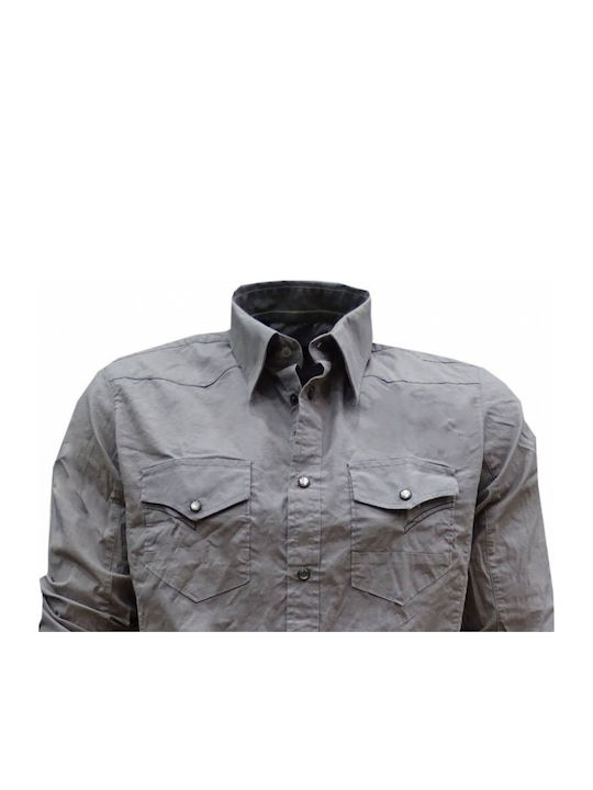Luciano Faketti Cotton 100% Fashion Shirt Studs Regular Fit Gray