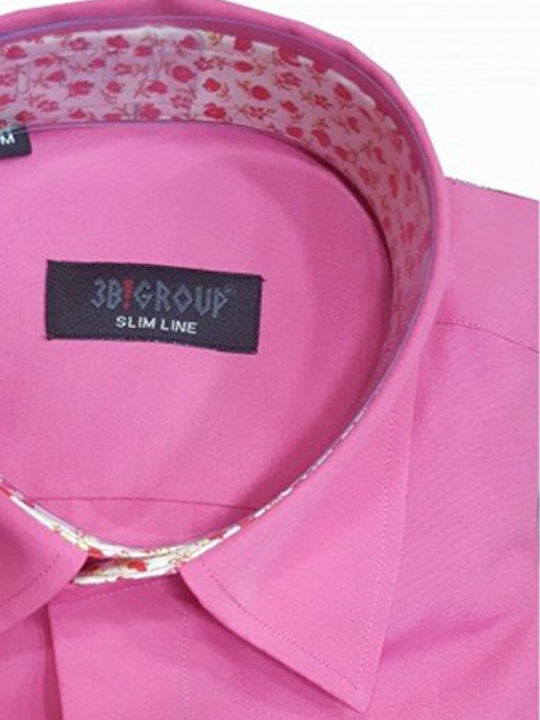 3b Groups Cămașă Mânecă Scurtă Linie Îngustă Slim Fit Roz