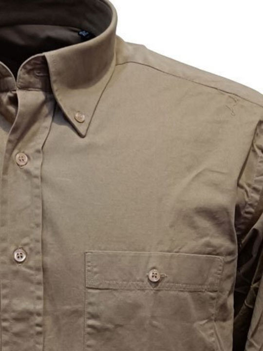 Luciano Faketti Men's Flannel Winter Shirt 100% Cotton Beige