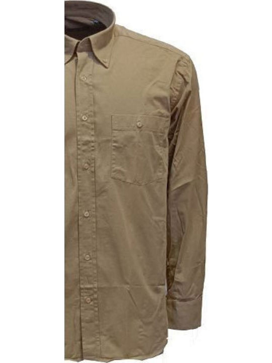 Luciano Faketti Men's Flannel Winter Shirt 100% Cotton Beige