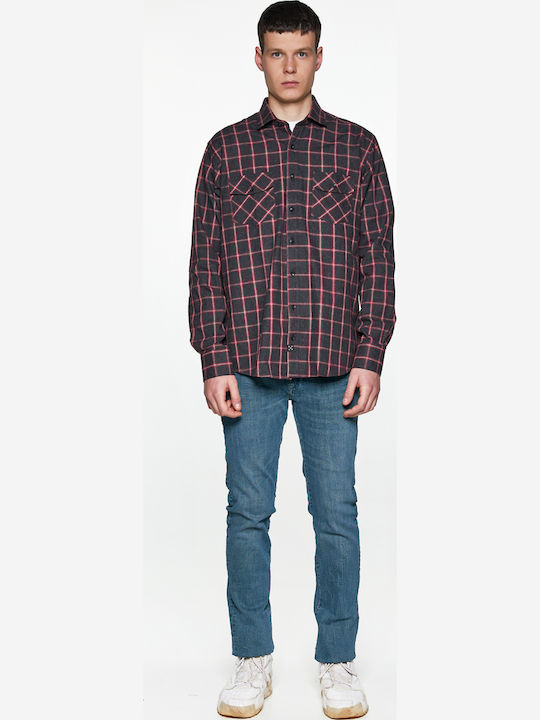 Hoodloom Long Sleeve Checked Dark Grey Shirt