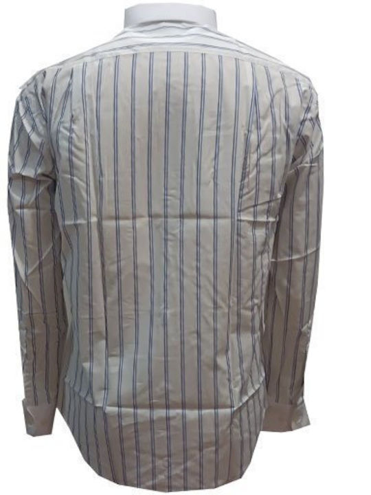 Luciano Faketti Shirt Luciano Faketti White Collar Blue Stripe