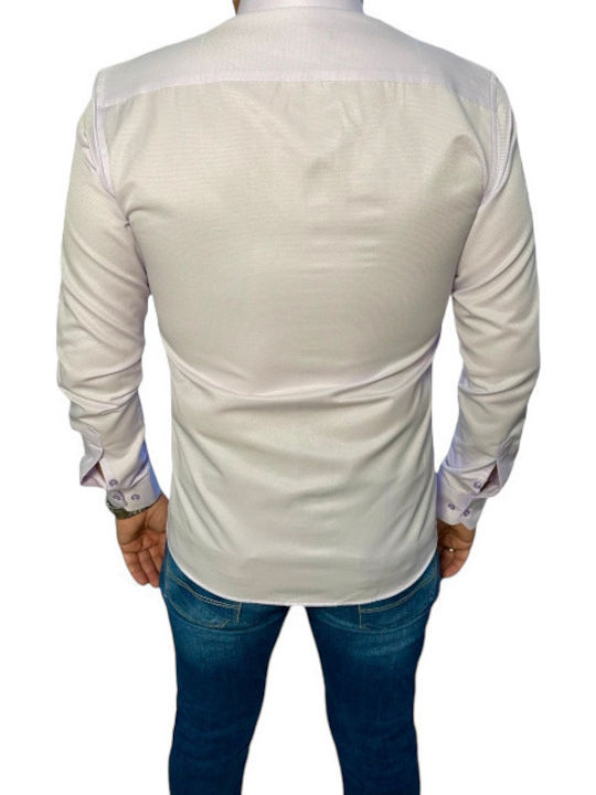 Versace 19v69 Milano Italy Shirts Micro Pattern & Rex Collar Slim Fit 70% Cotton 30% PC Code 11.31 Purple Lilac