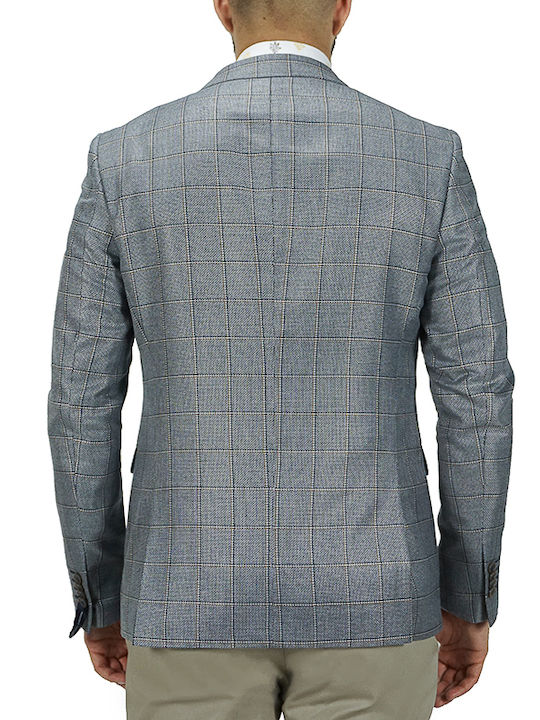 Artisti Italiani Men’s Suit Jacket Grey Blue Slim Fit Ai13485/s02 54% Vl 27% Wool 19% Polyester