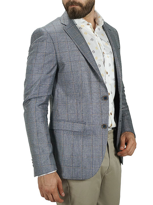 Artisti Italiani Men’s Suit Jacket Grey Blue Slim Fit Ai13485/s02 54% Vl 27% Wool 19% Polyester