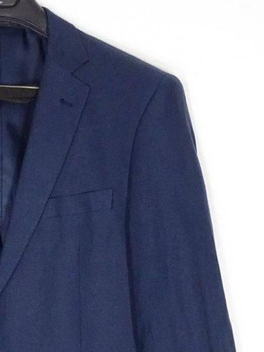 Men’s Suit Jacket Luciano Faketti Linen Blue